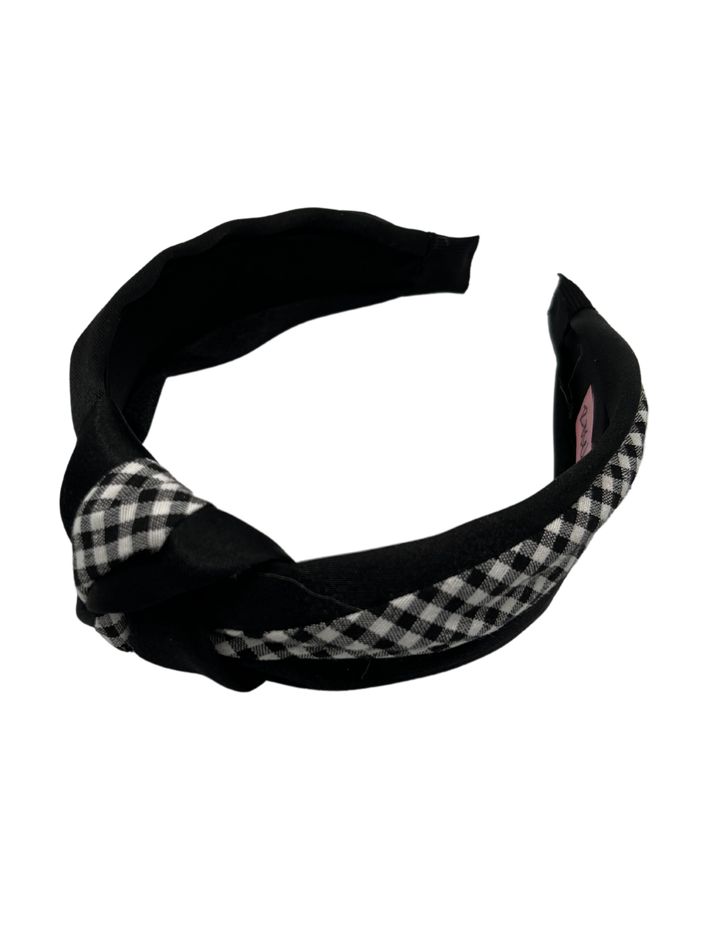 Top-Knot Headband - Black Gingham