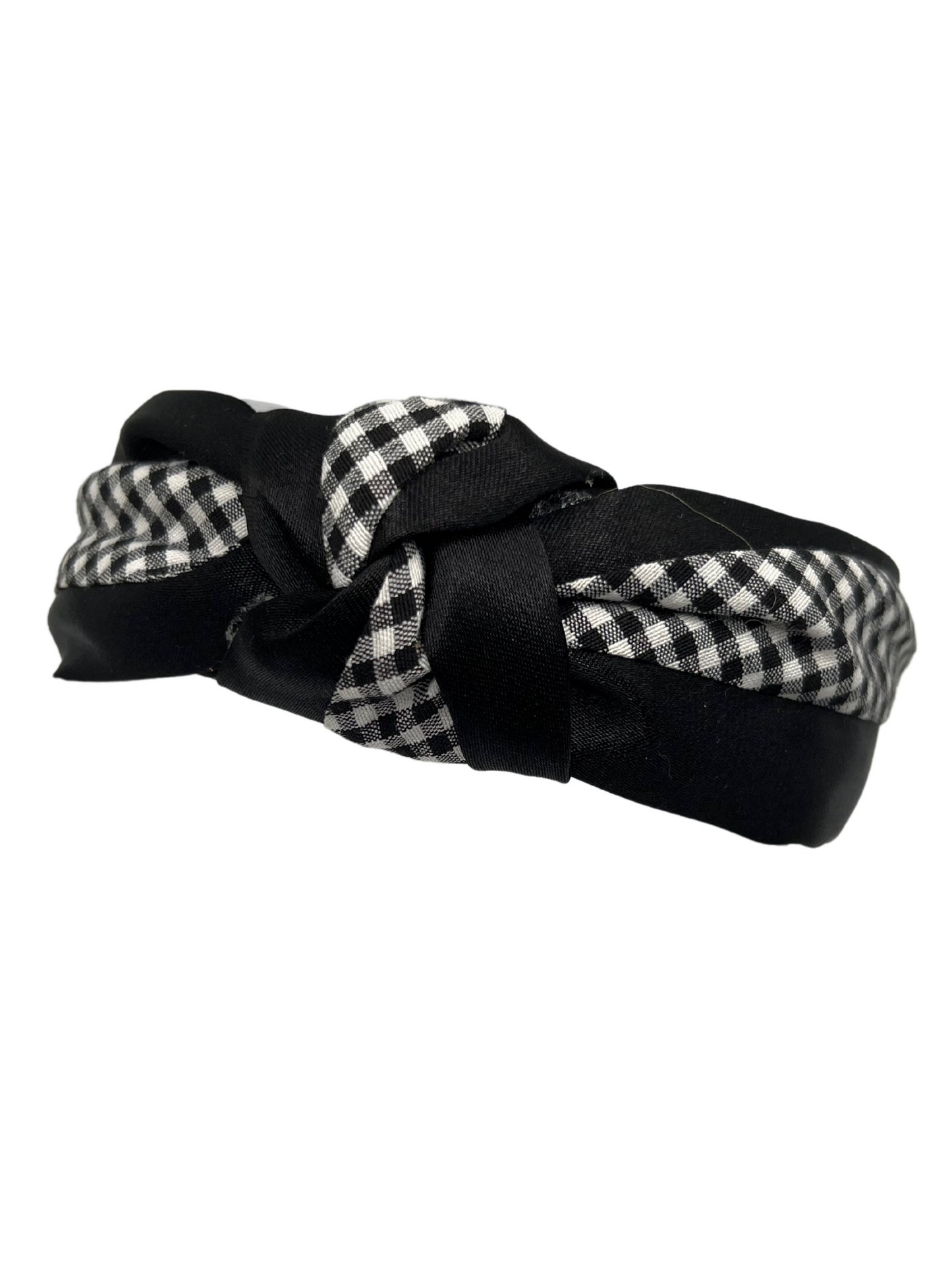 Top-Knot Headband - Black Gingham