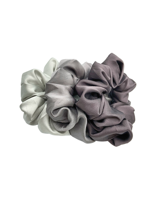 Midi Silk Scrunchie Set - Shades of Grey