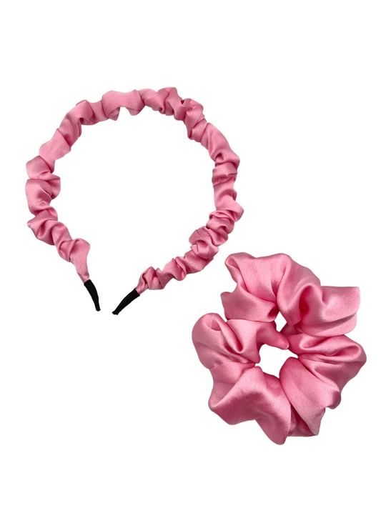 Scrunchie Headband & Midi Scrunchie Set - Bubble Gum Pink