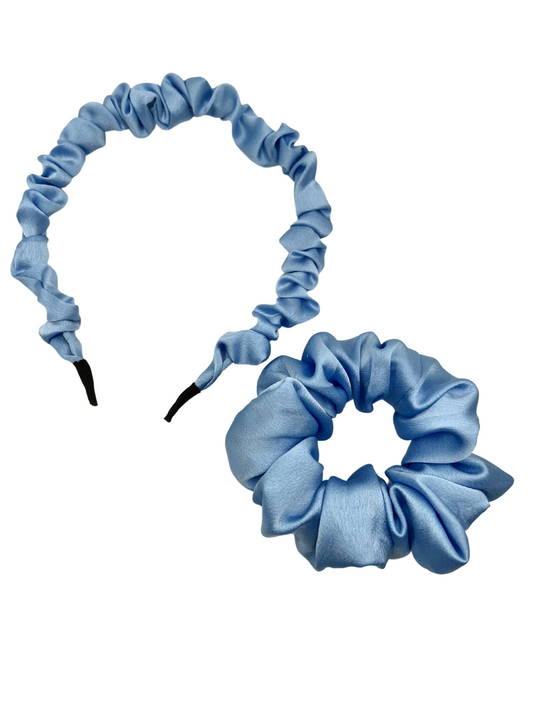Scrunchie Headband & Midi Scrunchie Set - Denim